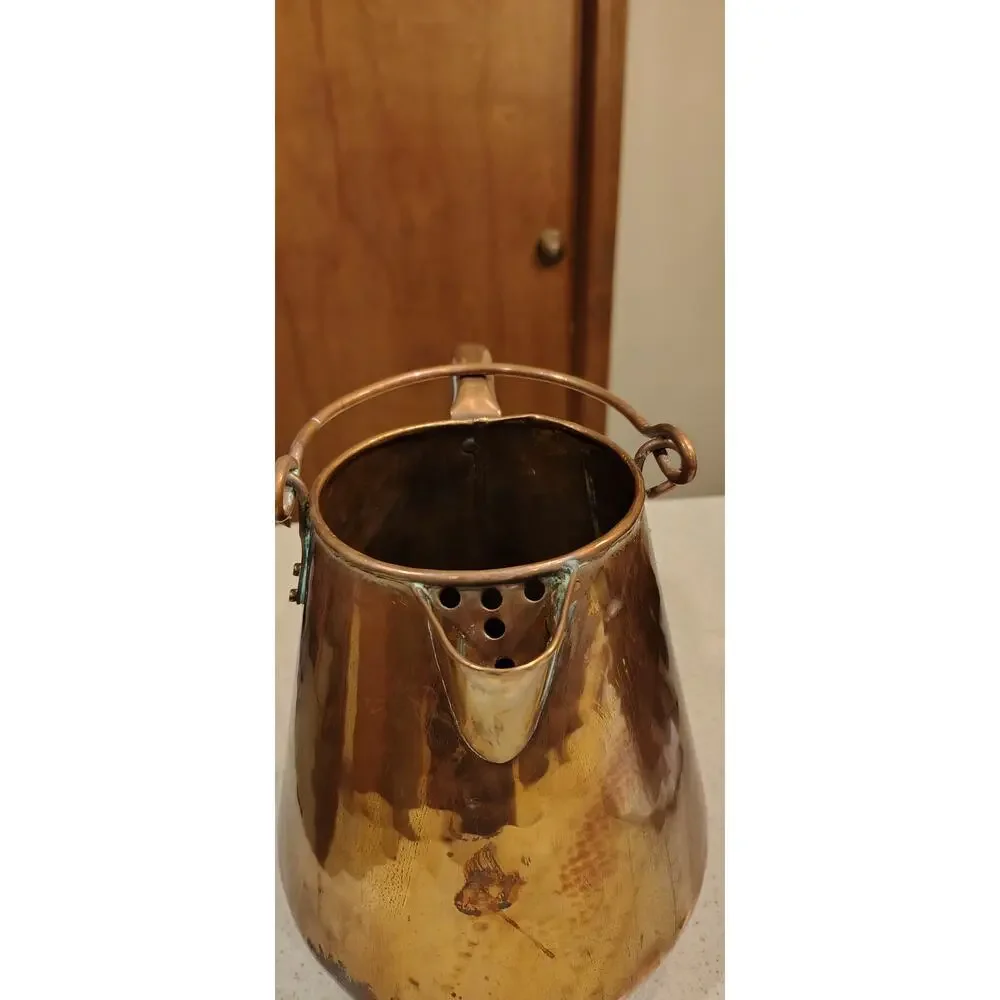 Vintage Hand Hammered Solid Copper Pitcher Water Jug Ice Lip Rustic Farmhouse